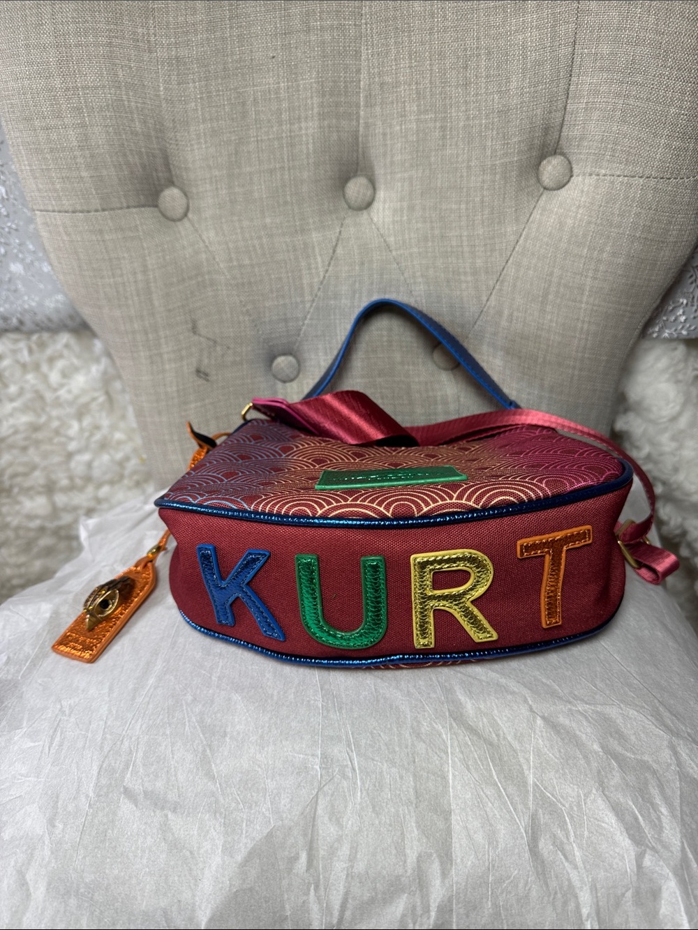 Kurt Geiger Multicolor Crescent Shoulder Bag with Pink Strap - Picture 3 of 9
